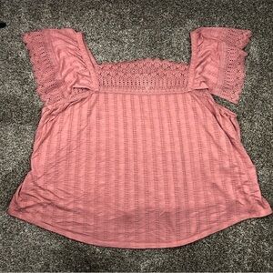 Maurices Women’s Pink Lacey Short Sleeve Top Size 4 or 28